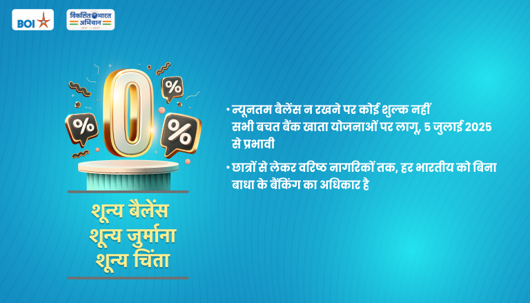 न्यूनतम शेष राशि शुल्क माफ